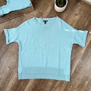 Eileen Fisher organic linen light blue boxy top